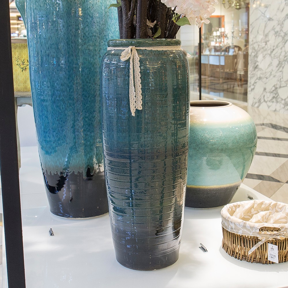 207034兰釉条纹花瓶