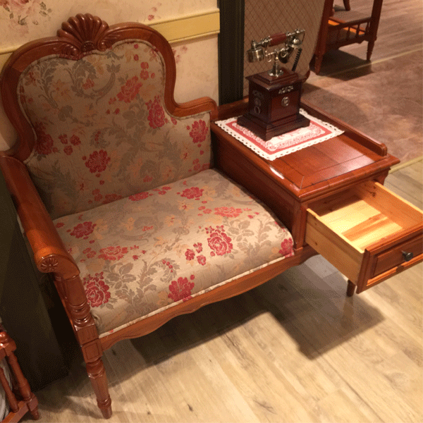 英伦华庄 英式 实木 客厅 电话椅 02