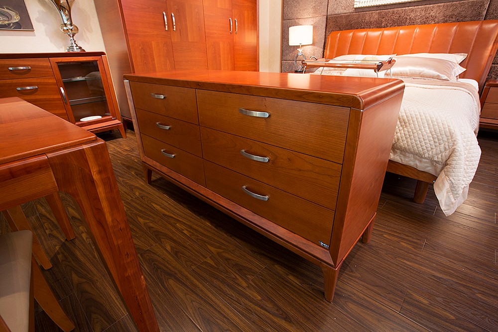 kinwai健威人性家具,樱桃木贴皮,板木家具,卧房六斗柜电视柜