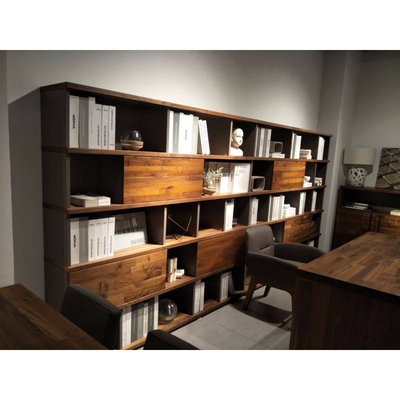 挪亚家 北欧现代 黑胡桃木 书柜