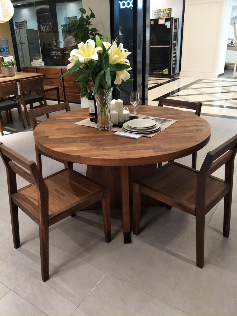 挪亚家 北欧现代 黑胡桃木 圆餐桌