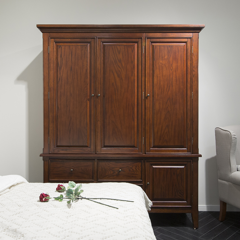 奶酪王国 经典美式 樱桃木 w99 三门衣橱新款 1750*580*2130