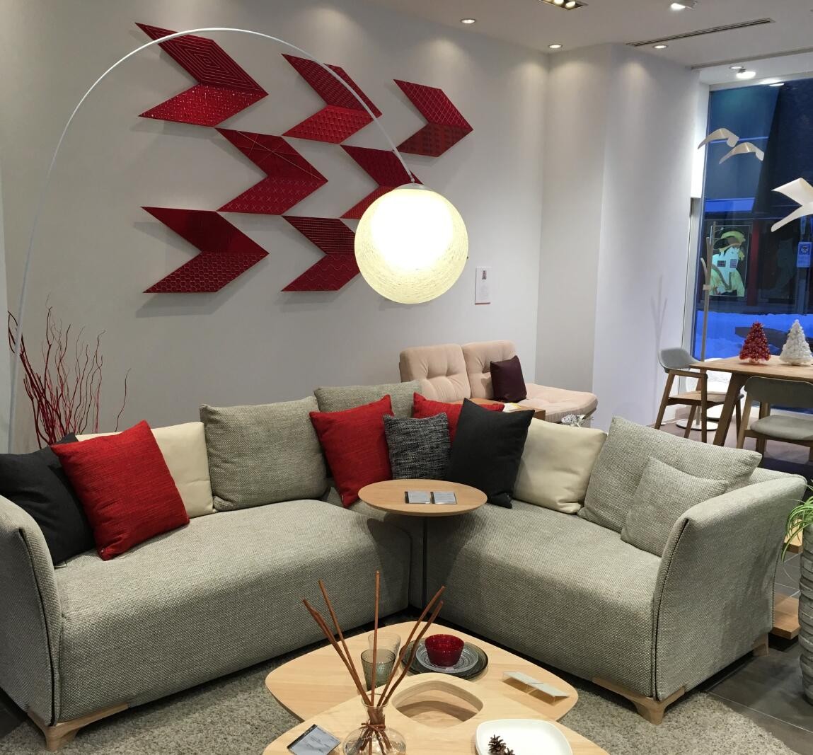 上坐莫拉布艺三人沙发茶几组