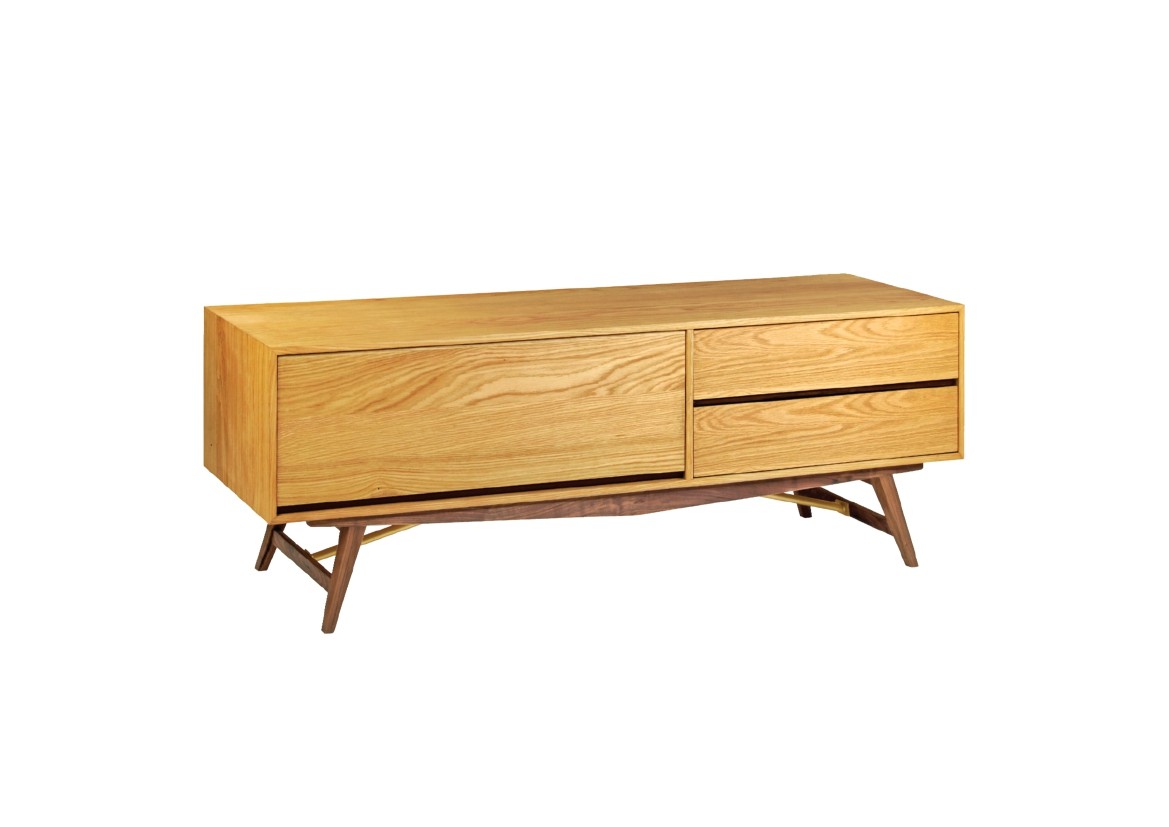 commune都尔同1.8米电视柜白橡木 黑胡桃木