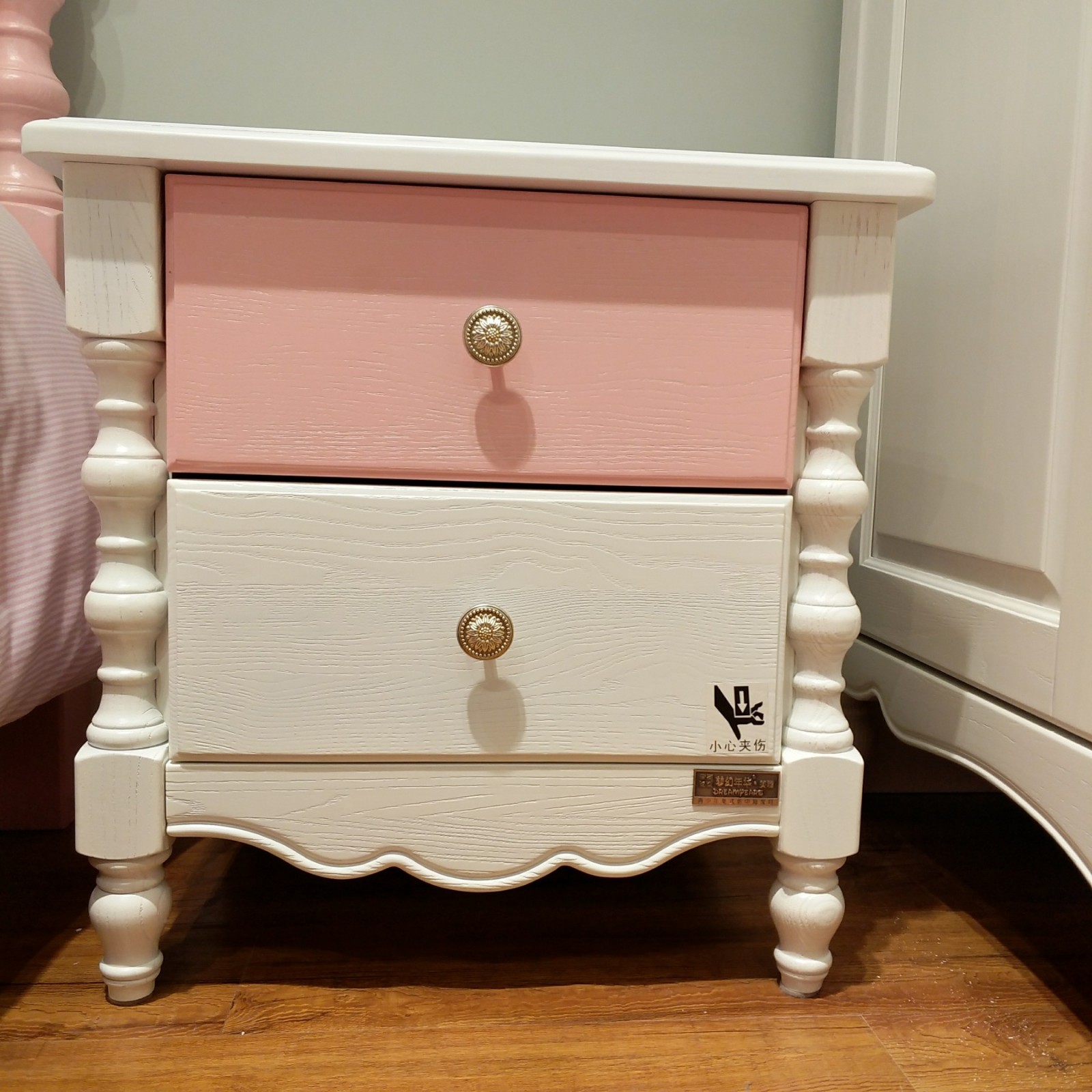 梦幻年华美郡全实木白蜡木地中海风格床头柜ml-8726