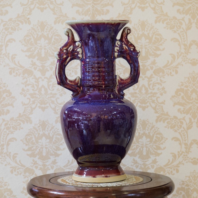 景锡陶瓷-结晶釉花瓶-冰花